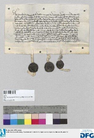 Die Brüder Conrat und Sigmund die Waltstromer sowie Frantz Waltstromer bestätigen dem Rat der Stadt Nürnberg den Empfang von 10.000 Gulden für das ihm verkaufte Amt des Waldes bei Nürnberg, und zwar 1300 Gulden bar, die übrige Summe in Form eines Leibgeding- und Ewiggeldbriefes. - Siegler: die drei Aussteller.