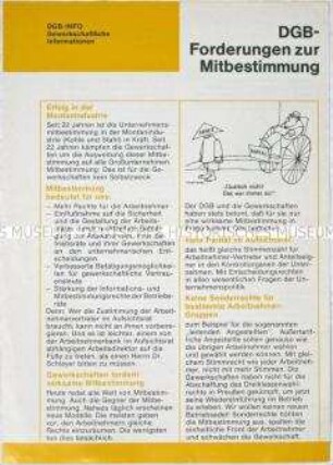 Informationsblatt des Deutschen Gewerkschaftsbundes (DGB) zum Thema Mitbestimmung