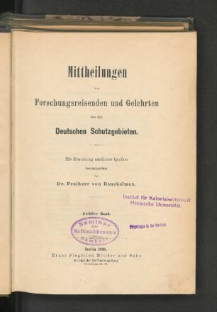 12.1899: Mitteilungen von Forschungsreisenden und Gelehrten aus den deutschen Schutzgebieten : mit Benutzung amtlicher Quellen