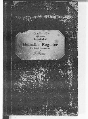 Namenverzeichnis zum Eheregister Gaußig