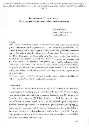 Korpusbasierte Phraseographie. Neue Methoden und Beschreibungsformen