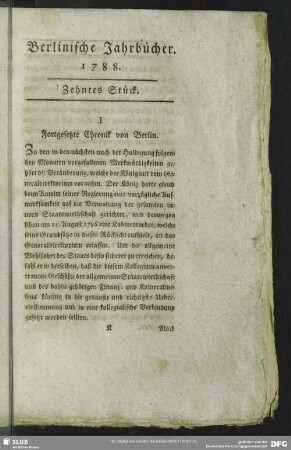 I. Fortgesetzte Chronik von Berlin