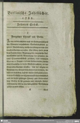 I. Fortgesetzte Chronik von Berlin