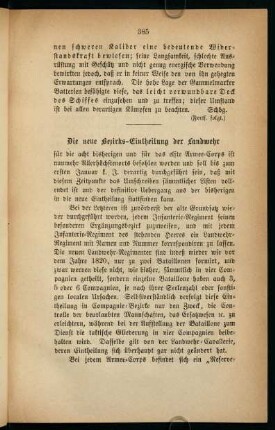 385-390, Die neue Bezirks-Eintheilung der Landwehr