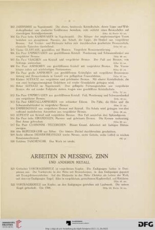 Arbeiten in Messing, Zinn und anderem Metall (Nr. 521-589)