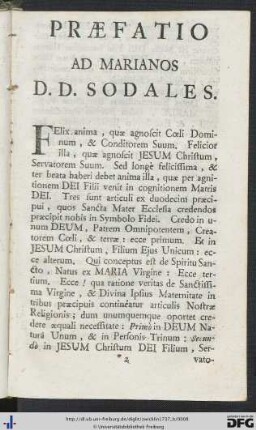 Praefatio Ad Marianos D.D. Sodales.