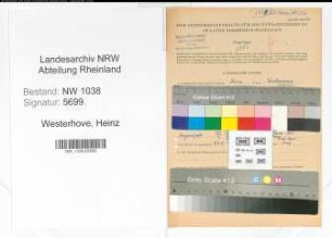 Entnazifizierung Heinz Westerhove , geb. 07.04.1914 (Bildhauer)