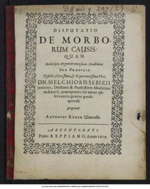 Disputatio De Morborum Causis