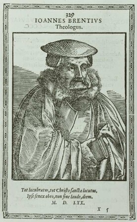 Bildnis des Theologen, Reformators und Propstes in Stuttgart Johann Brenz d. Ä.