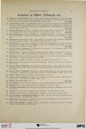 Arbeiten in Silber, Schmuck, etc. (Nr. 788-837)