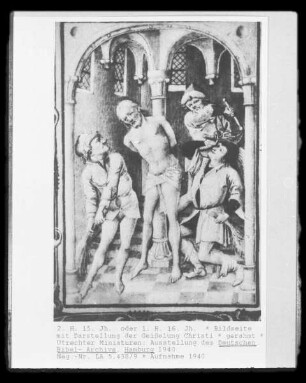 Bildseite mit Darstellung der Geißelung Christi