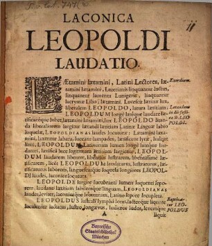 Laconica Leopoldi Laudatio