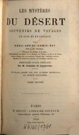 Les Mystères du Désert : souvenirs de voyages en Asie et en Afrique, 2