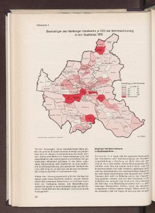Schaubild 4: Beschäftigte des Hamburger Handwerks je 1000 der Wohnbevölkerung in den Stadtteilen 1976