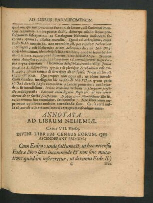 Annotata Ad Librum Nehemiae.