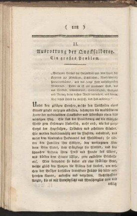 II. Ausrottung der Quacksalberey. Ein ernstes Problem