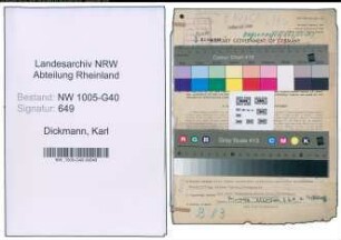 Entnazifizierung Karl Dickmann , geb. 20.12.1906 (Gerichtsrat)