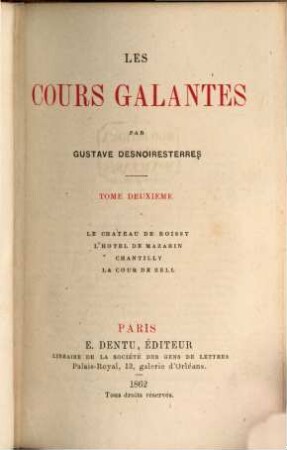 Les Cours galantes, 2