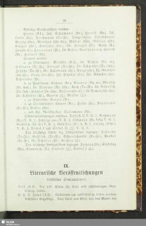 IX. Literarische Veröffentlichungen sächsischer Seminarlehrer