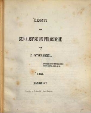 Elemente der scholastischen Philosophie, 1