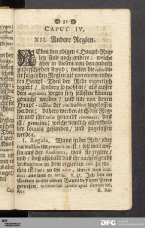 Caput IV. XII. Andere Reglen.