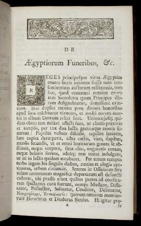 De Aegyptiorum Funeribus, Etc.