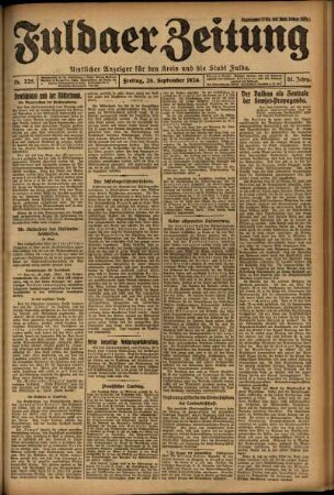 Erste Ausgabe vom Freitag, den 26. September 1924.
