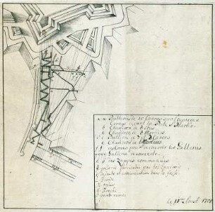 WHK 14 Spanischer Sukzessionskrieg 1701-1713 bis zum Frieden von Rastatt: Plan des Angriffs auf die Zitadelle von Tournai, 18. August 1709