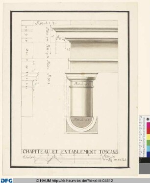 CHAPITEAU ET ENTABLEMENT TOSCANS.