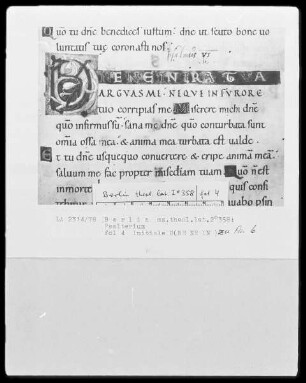 Psalter aus Werden — Initiale D, Folio 4recto