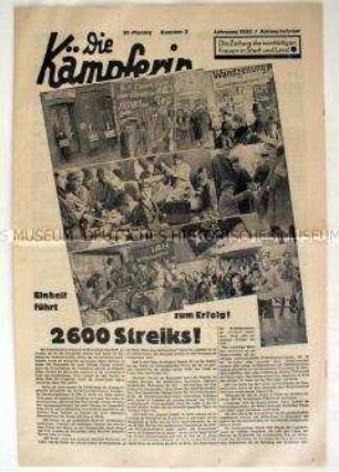 Illustrierte kommunistische Wochenzeitung "Die Kämpferin" u.a. über Streiks im Jahr 1932 und zum Internationalen Frauentag