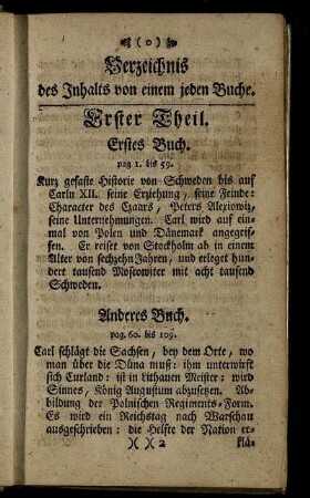 Verzeichnis des Inhalts von einem jeden Buche