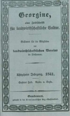 Achtzehnter Jahrgang, 1841. Sechstes Heft. Novbr. u. Dezbr.