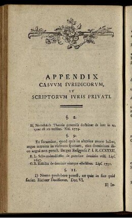Appendix Casuum Iuridicorum, Et Scriptorum Iuris Privati.