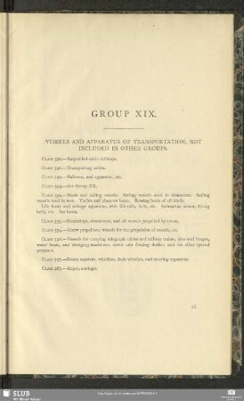 Group XIX. Vessels And Apparatus Of Transportation, Not Included In Other Groups