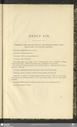 Group XIX. Vessels And Apparatus Of Transportation, Not Included In Other Groups