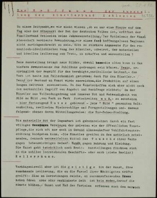Zur Eröffnung der Ausstellung des künstlerbund Schlesien