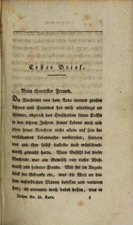 Immanuel Kant, geschildert in Briefen an einen Freund