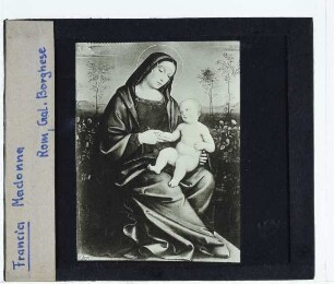 Francia, Madonna mit Kind im Rosengarten (Rom Galleria Borghese 061)