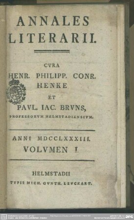 1783,1: Annales literarii Helmstadienses