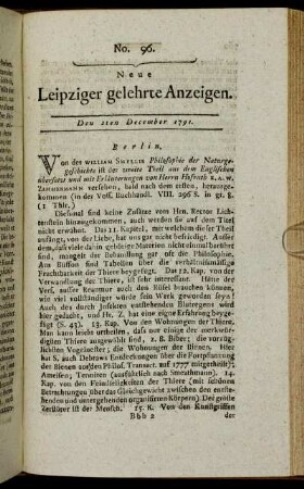 No. 96. Den 2ten December 1791.