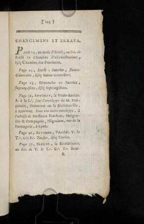 193-196b, Changemens Et Errata.