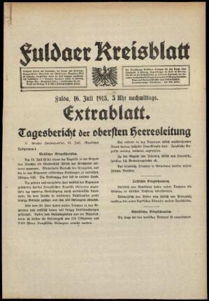 Ausgabe vom Freitag, den 16. Juli 1915.