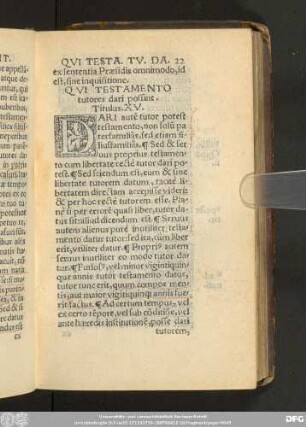 Qui Testamento tutores dari possint. Titulus. XV.
