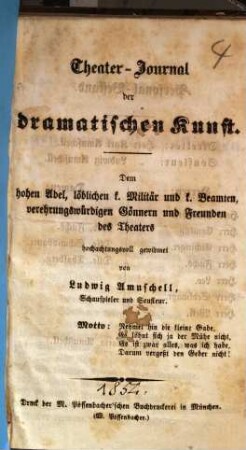 Theater-Journal der dramatischen Kunst. 1854 = 3