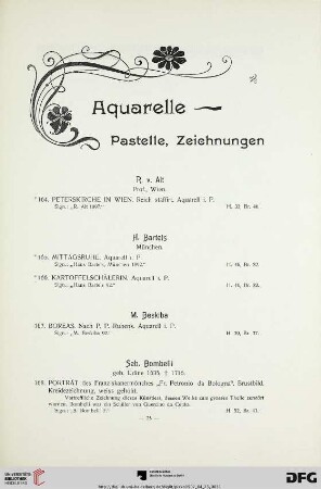 Aquarelle- Pastelle, Zeichnungen (Nr. 164-177)