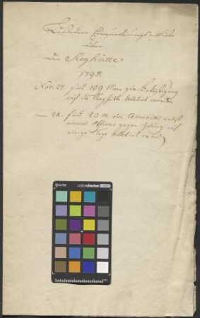 Besondere Einquartierungsliste über 23 bzw. 109 Mann des kaiserlich-königlichen Regiments von Carneville auf der Sieghütte vom 24. und 27. November 1795
