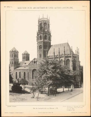 St. Ludegeri, Münster: Ansicht (aus: Blätter für Architektur und Kunsthandwerk, 12. Jg., 1899, Tafel 2)