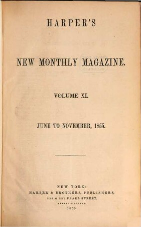 Harper's new monthly magazine. 11. 1855