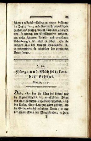 §. 10. Kürze und Mühseligkeit des Lebens.